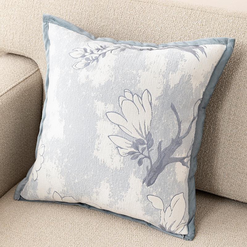Jmg Clothing Unisex Blue Luxury Jacquard Pillow Cover Chenille Cushion Case Sofa Pillowcase For Office Home Living Room Bed Sofa Decor