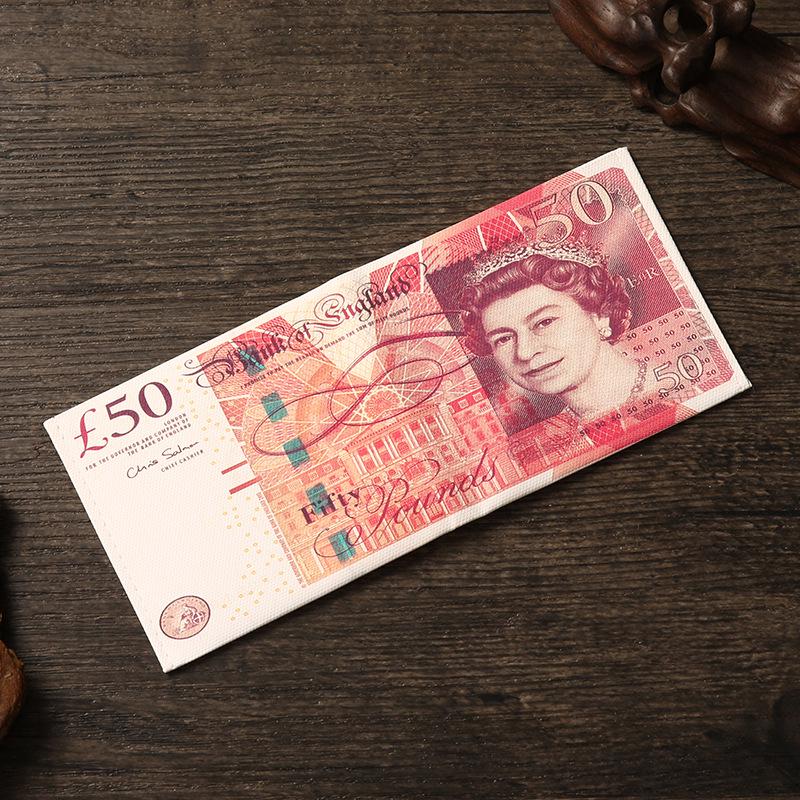 Men's Creative Wallet: Currency Print Canvas Card Holder, Customizable Designs Available