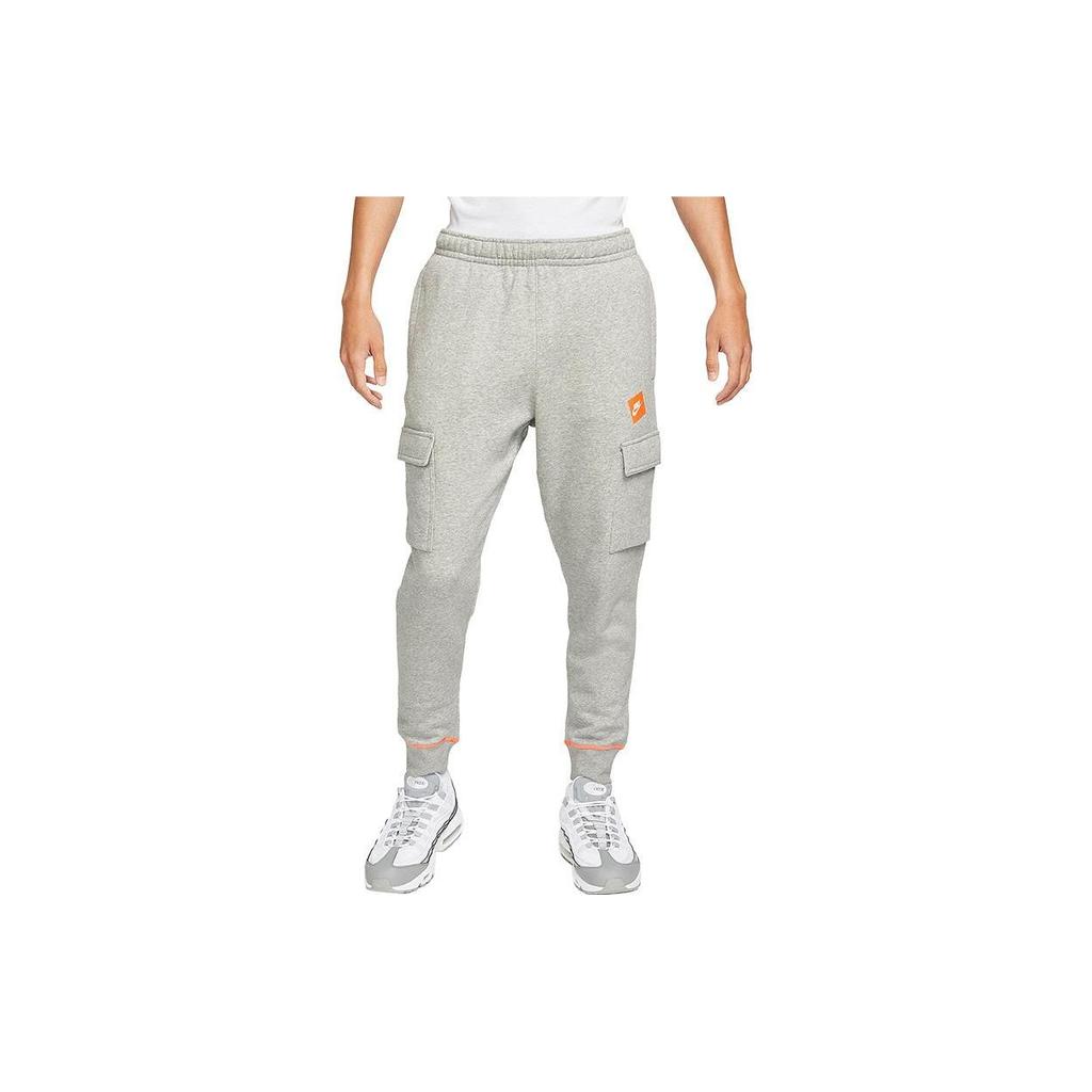 Nike Logo Mid-Waist Fleece Thick Drawstring Cuffed Casual Pants Men Pants Gray DD6268-063