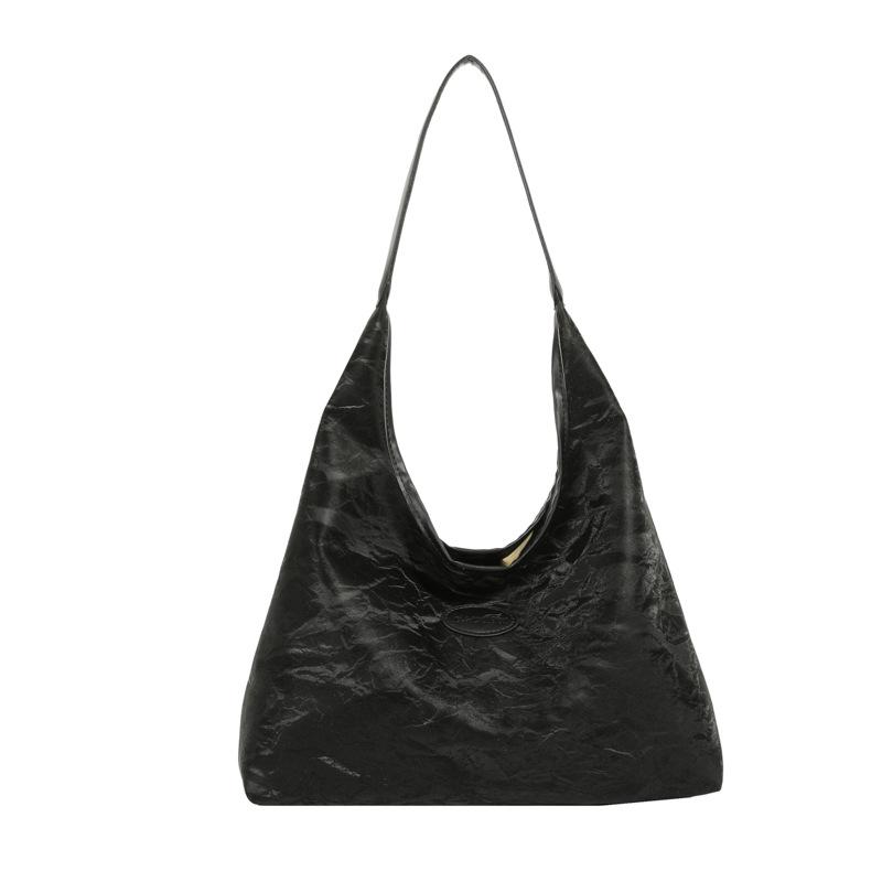 

Корейская версия мягкая поверхность большая вместительная сумка женская нежная повседневная сумка через плечо дизайн чувство персонализированная сумка для подмышки чёрный