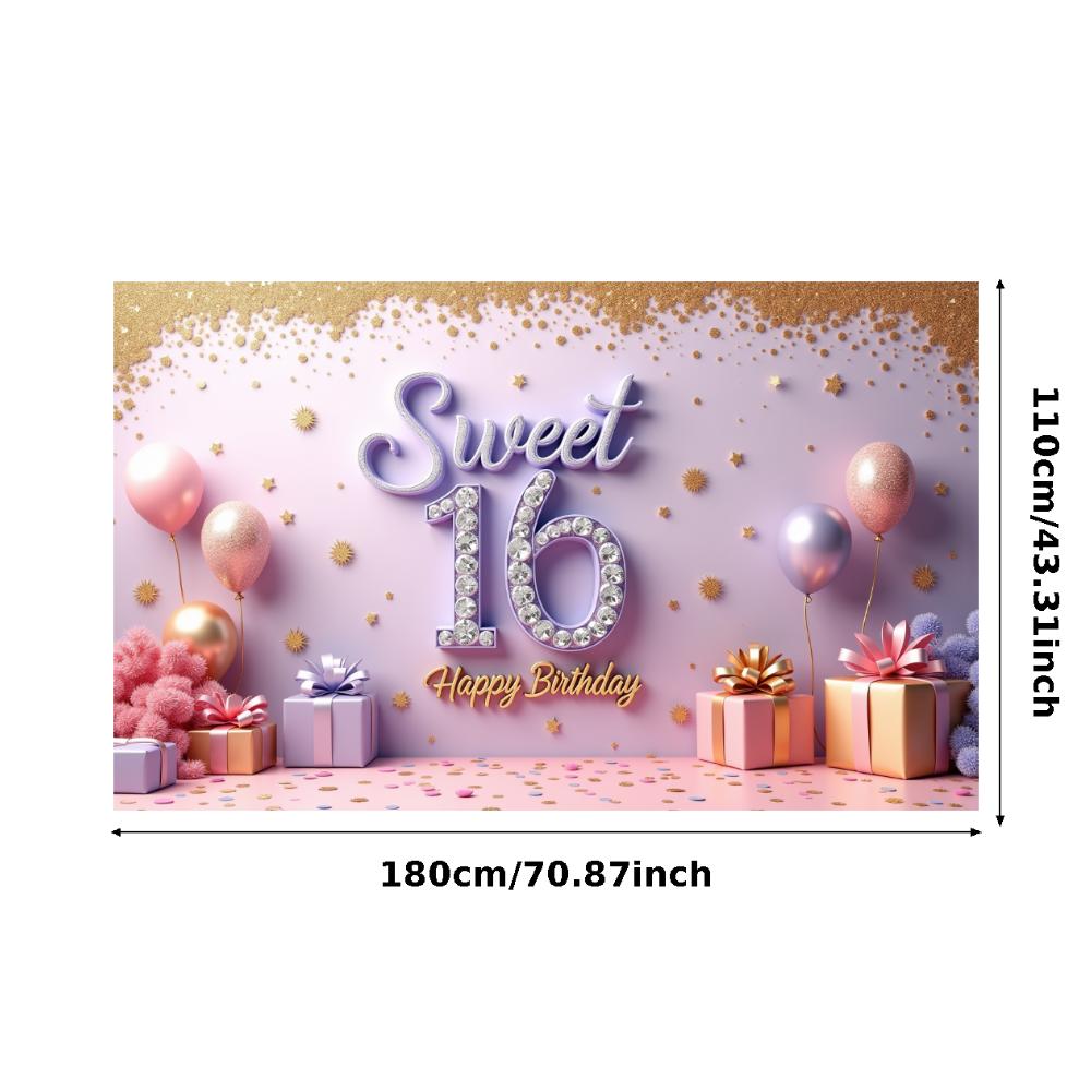 Shimmering Texture Birthday Party Banner Birthday Decoration Sweet 16 Banner for Special Occasion Festive Decoration