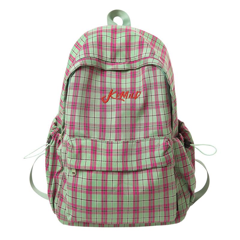 Plaid Print Schoolbag Women's Lightweight Backpack