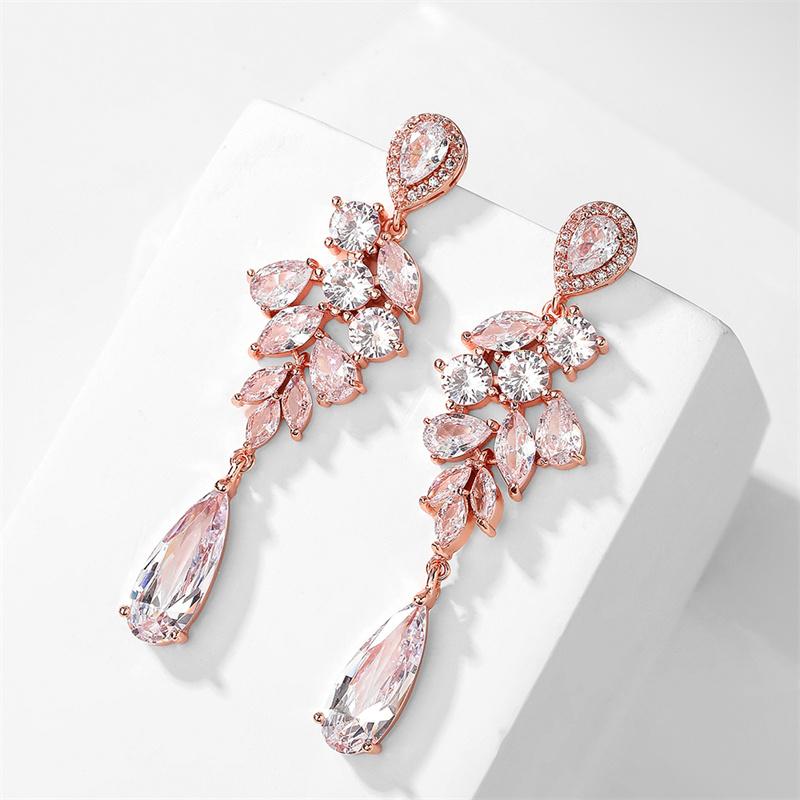 

Серьги-подвески ZAKOL AAA с кубическим цирконием в форме капли, Роскошный медный цвет, Помолвка, Свадьба, Циркониевые подарки для женщин