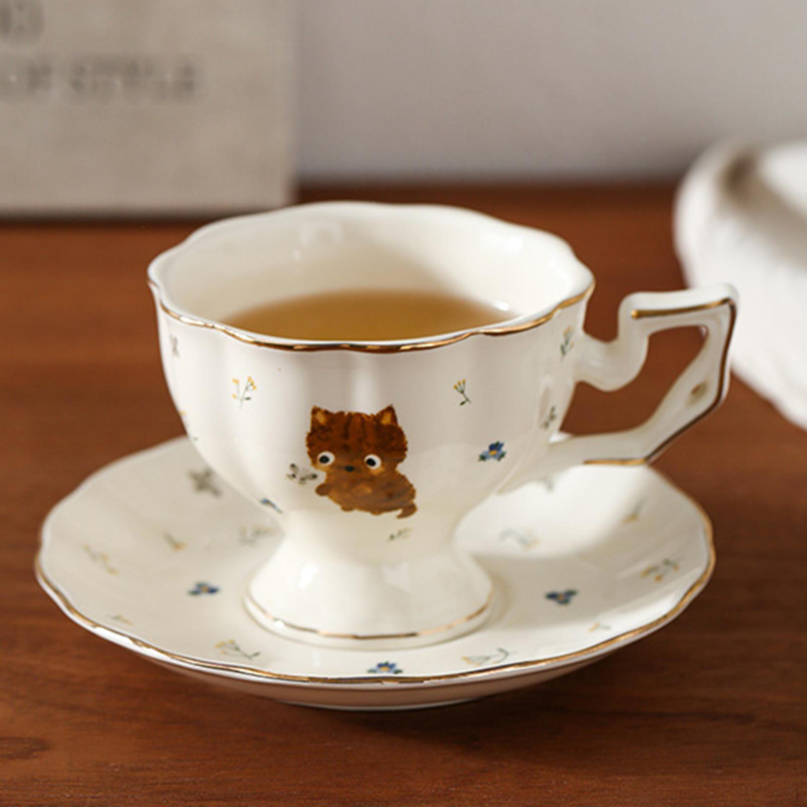 

Чашки для капучино с блюдцем, кофейная чашка, фарфор, цветочный, креативный, 250 мл, кружка для чая для кафе No Packaging Box