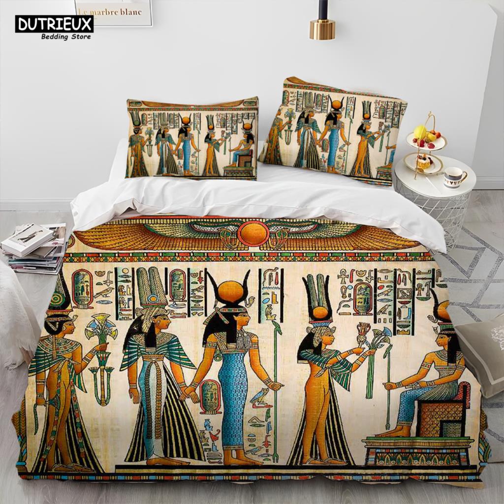 

Египетская мифология Фараон Иероглифы Одеяло Постельное белье, Пододеяльник Постельный комплект Одеяло Наволочка, Постельное белье размера Queen EU King(240x220cm)