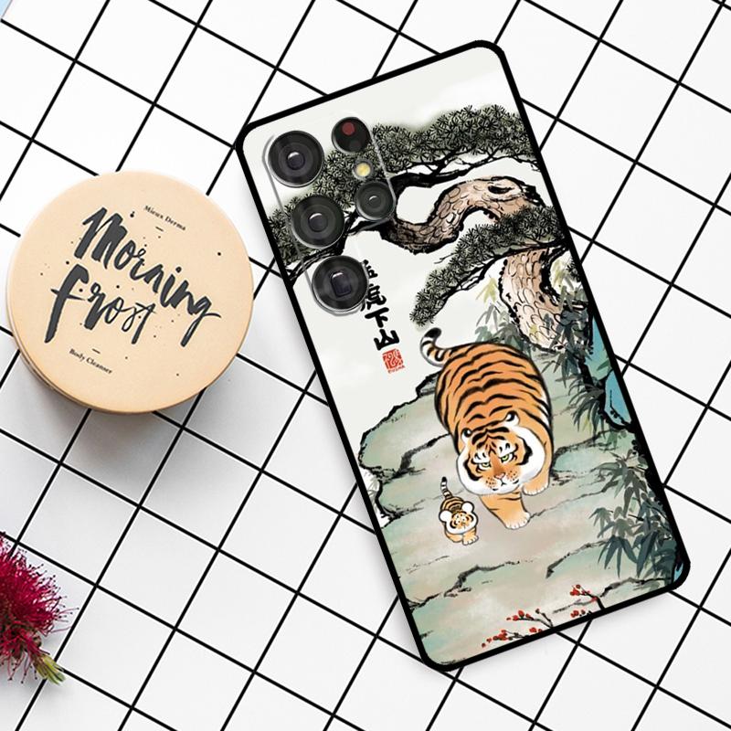 Cartoon Fat Tiger Case For Samsung Galaxy S25 Ultra S23 S22 S21 S20 S24 Ultra S9 S10 Plus S24 FE Phone Cover