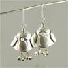 Vintage Creative Hand Carved Birds Shape Silvery Plated Dangle Earrings for Women  Daily Wear Pendant Jewelry Accessories