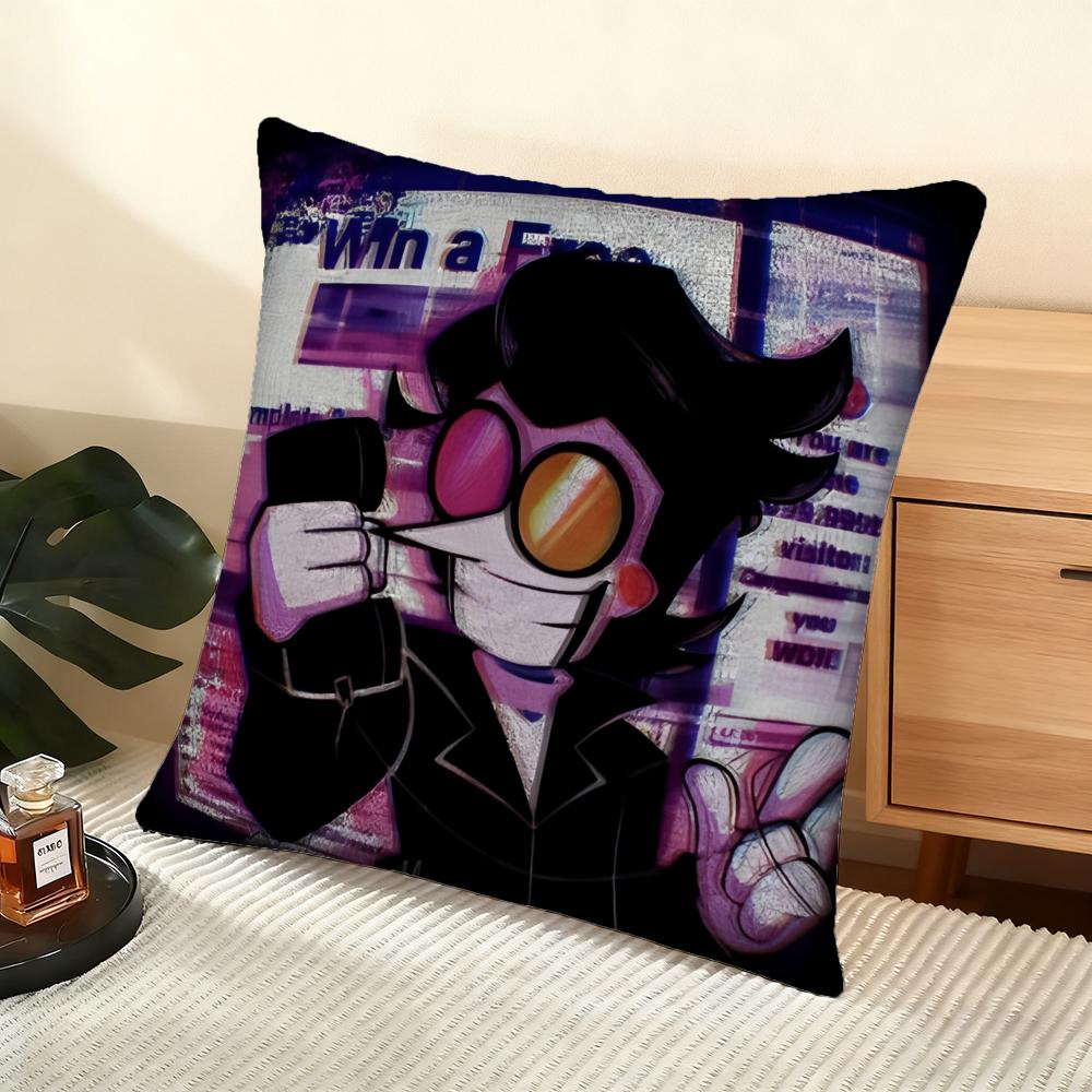 D-Deltarune Cushion Cover Soft Short Plush Pillow Cover Smooth Cozy Texture Aesthetic Cushion Case Home Decor