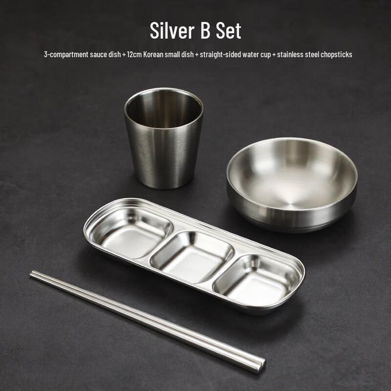 Jingboli Korean Style Stainless Steel 4-Piece BBQ Cutlery Set