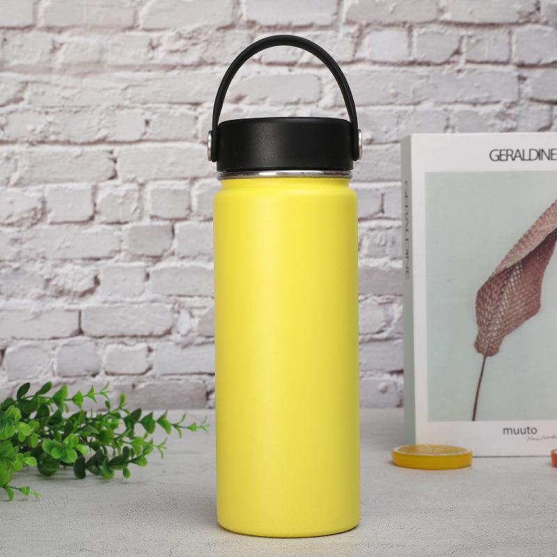 18oz Stainless Steel Space Kettle Handle Lid Thermos Bottle Outdoor Sports Kettle Double-layer Vacuum Bottle Thermos Cup