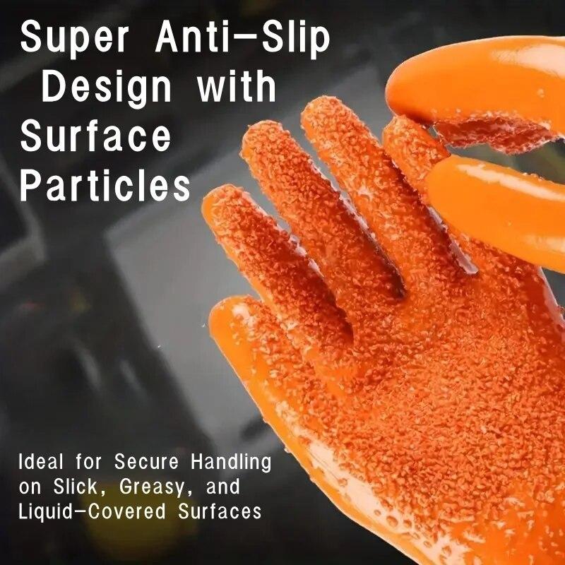 PVC Fully Coated Particle Grip Gloves, Oil & Chemical Resistant, Comfort Cotton Lining, Essential for Pharma & Fishing Industry