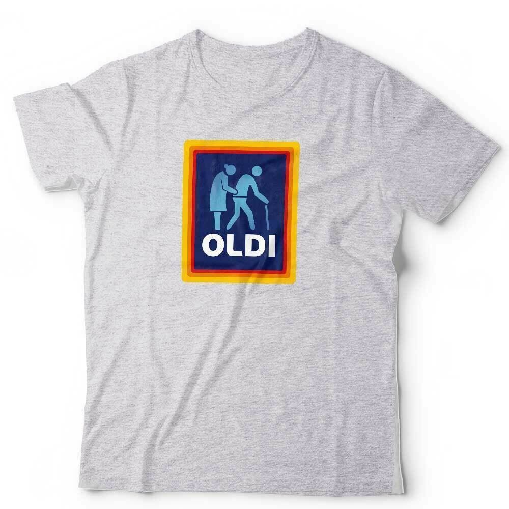 Oldi Tshirt Unisex Funny Humour Joke Fathers Day Aldi Parody Old Birthday Gift