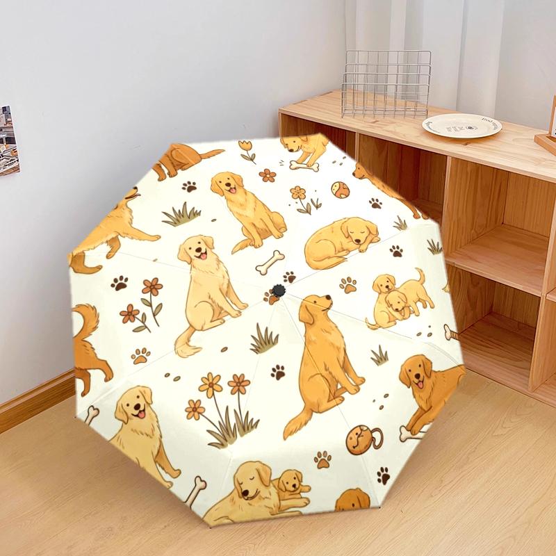 1 PC Automatic Folding Umbrella - Cute Dog Pattern, Portable & Foldable Design with 8 Ribs, Christmas Birthday Gifts