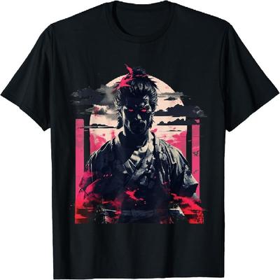 Cooles Retro Dunkles Samurai-Geist Intensives Japanisches Krieger-Kunst T-Shirt