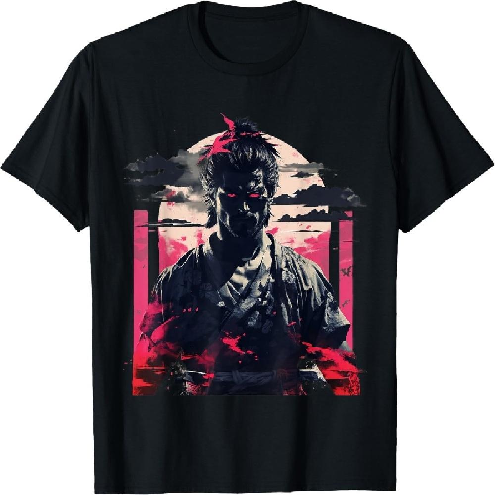 Cool Retro Dark Samurai Spirit Intense Japanese Warrior Art T-Shirt XXXXXL чёрный