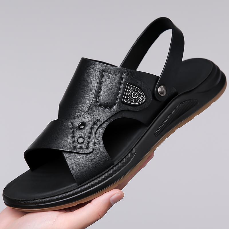 Fashion Men's High-quality Casual Sandals Summer Waterproof Soft Sole Comfortable Beach Shoes Fashion Male Dual-purpose Driving Slippers