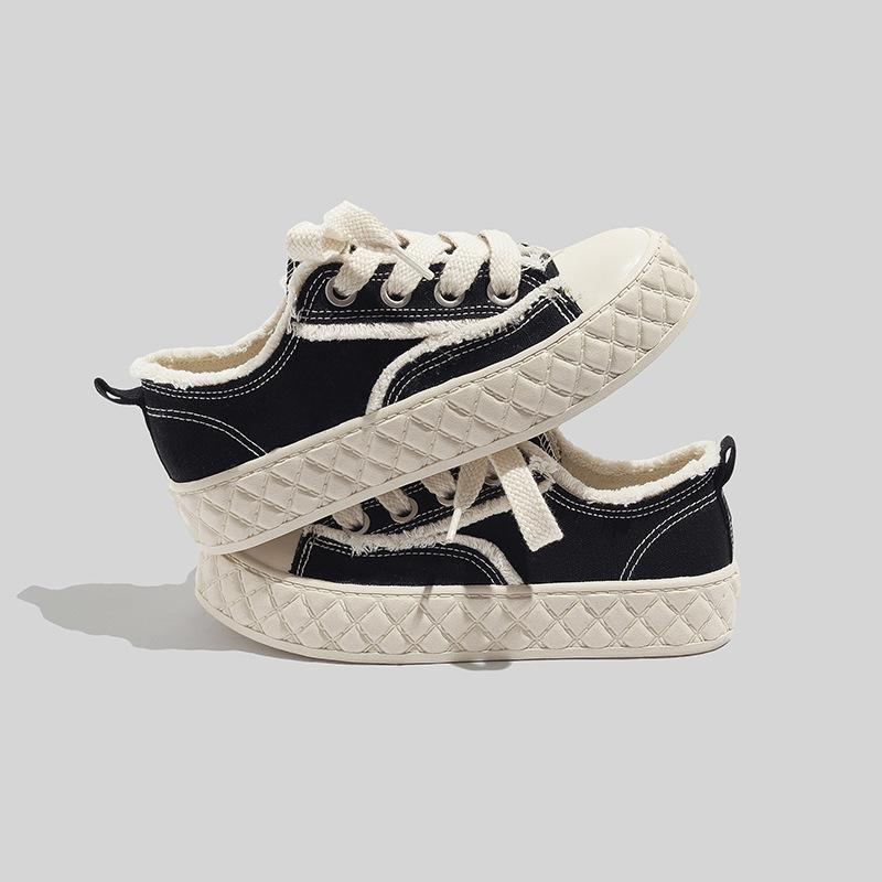 Belle 2026 черные кеды на платформе корейская версия стиль ins повседневная обувь скейтеры 35