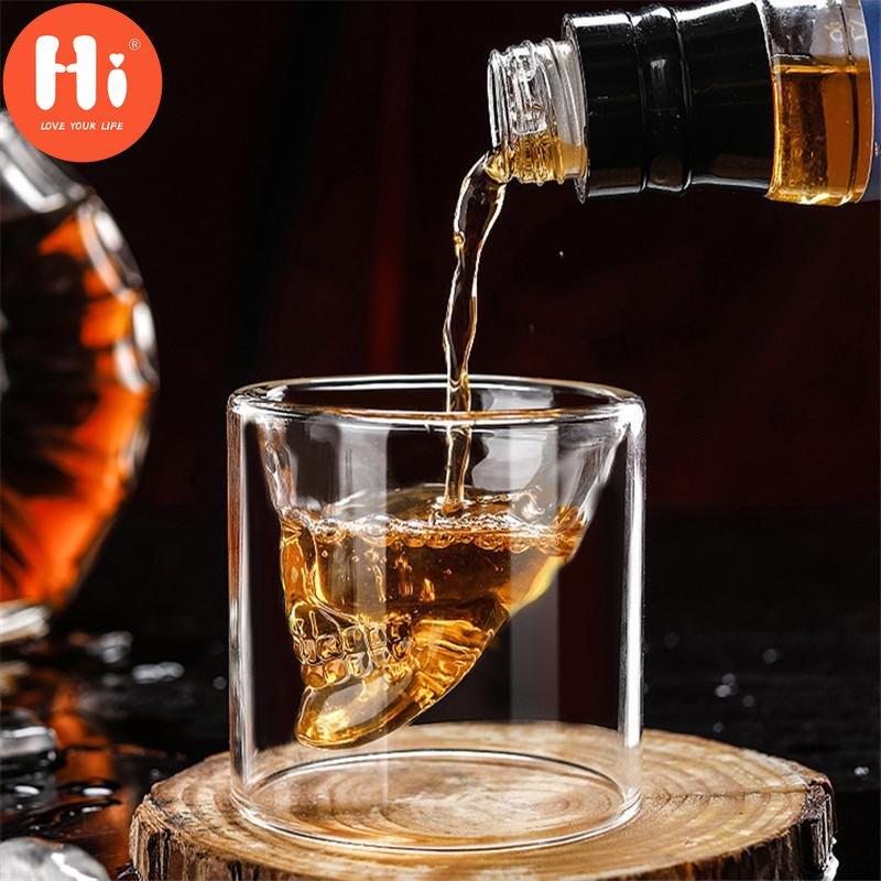 Hi Coffee Mug Double Crystal Skull Head Glass Cup Whisky Wine Vodka Bar Club Pivo Sklenice na víno