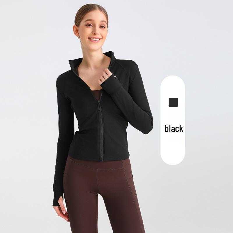 Cardigan Corto da Donna a Manica Lunga con Collo Alto e Vestibilità Slim - Perfetto per Yoga Autunnale, Corsa e Fitness