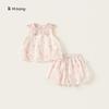 Girl Summer Flower Pattern Sleeveless Shorts Set For Kids 3 To 8 Years