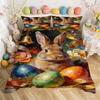 Bedding Pillowcase Quilt Cover 3-Piece Bunny With Gorgeous Egg Flower Pattern,Easter Decoration