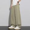 Summer New European Scimitar Splicing Loose Black Straight Wide-leg Casual Pants Men's Very Light Pants