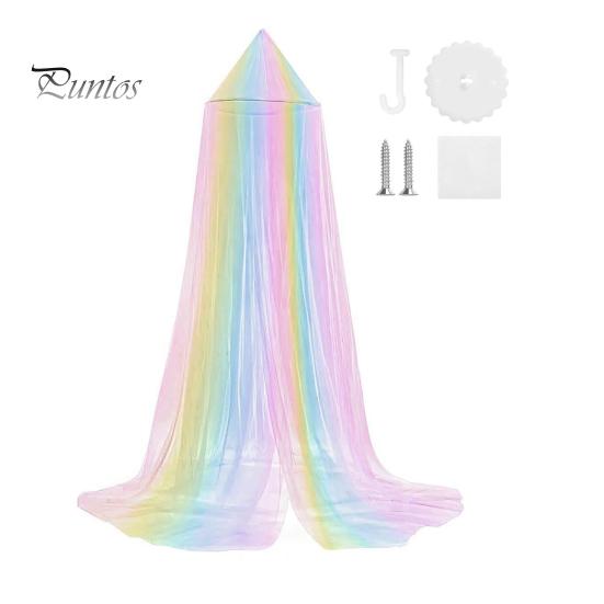 Sleep Protection Net Single Door Mosquito Bed Canopy Rainbow Color Design Mesh Dreamy Breathable Easy to Install Fully Enclosed Anti-mosquito