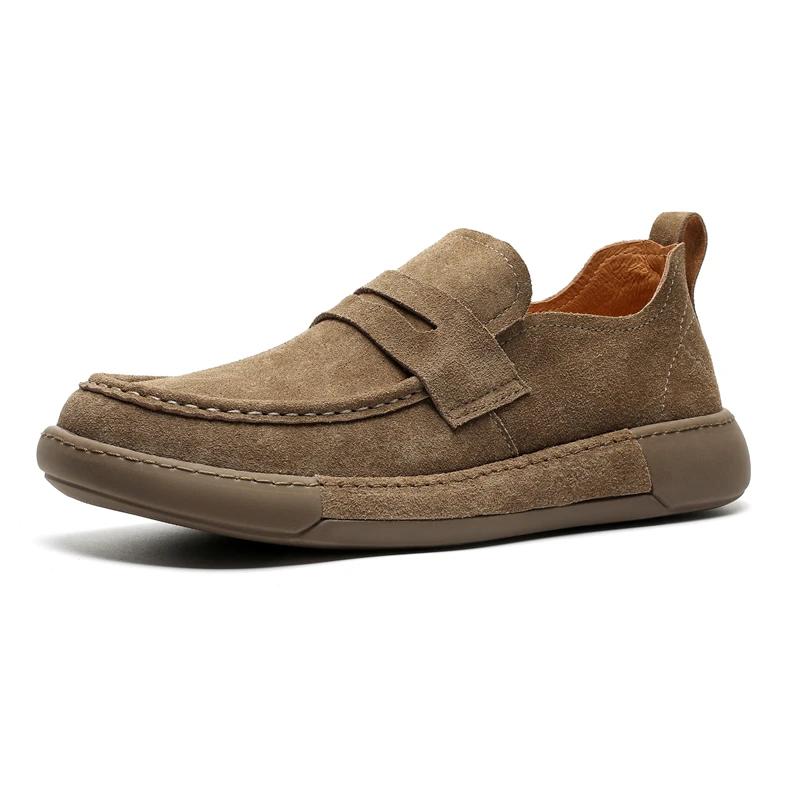 Fashion Trendy Brand Men's Suede Leather Shoes Thick Soled Wear-resistant Men's Sports Leisure Shoes Fashionable Yellow Oxford Shoes