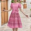 Robe d'été décontractée à col rond et manches courtes pour femme