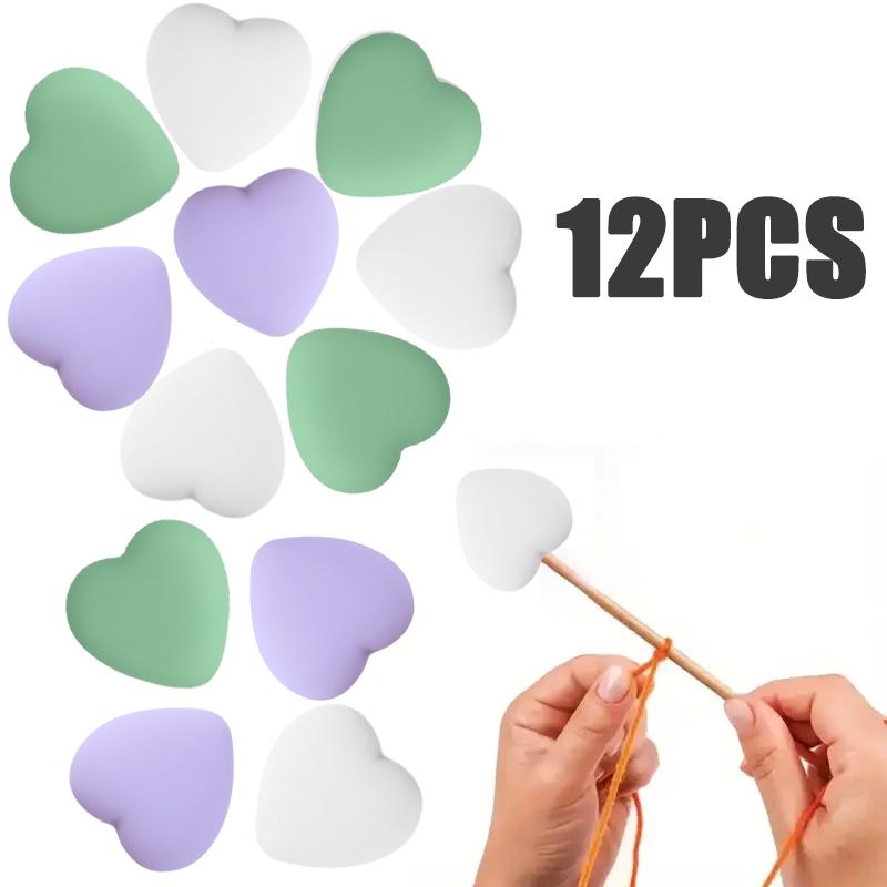 8/10/12PCS Multicolor Heart Stitch Needle Tips Stoppers Silicone Knitting Needle End Caps Cute Knitting Needle Point Protectors