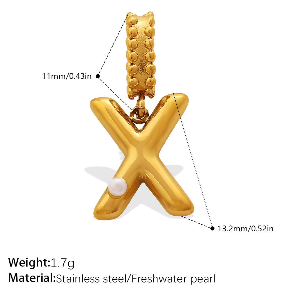 Fashion Personalized Bubble Three-Dimensional 26 English Pearl Letter Pendant Stainless Steel Gold-Plated Diy Accessories