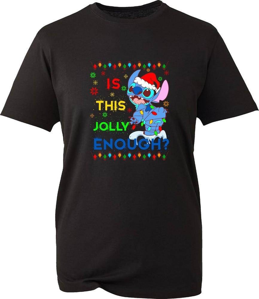 Is This Jolly Enough Lilo Stitch Merry Christmas T Shirt Santa Xmas Gift Top