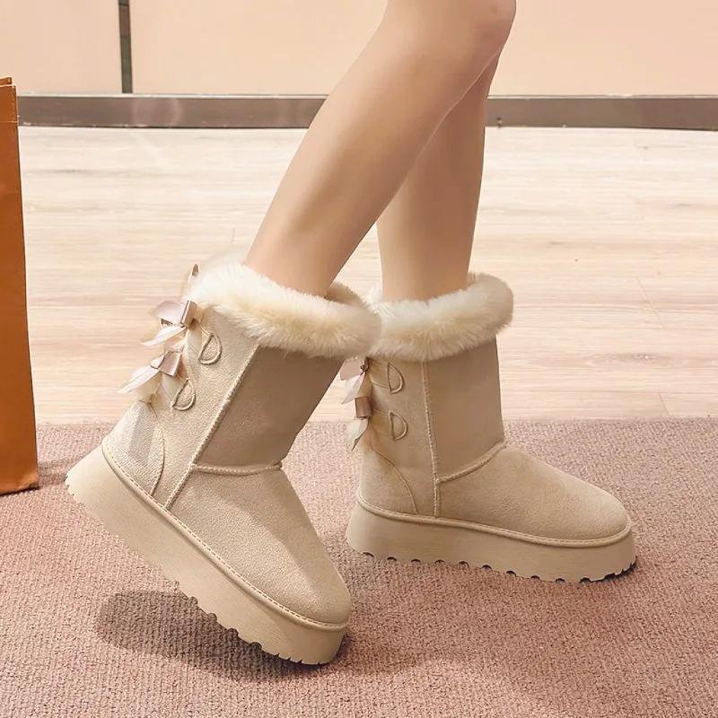 Women's Snow Boots  Winter New Fashion Plush Platform Shoes Outdoor Warm Boots Women Shoes Bota Camurca Cano Longo