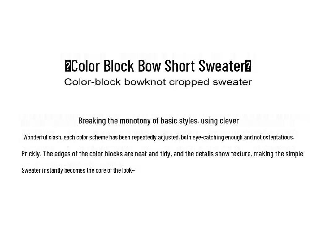 MJ STYLE Women's Contrast Bow Knit Sweater