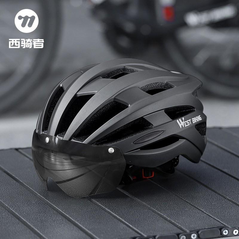 West Biking Cycling Helmet With Magnetic Goggle Taillight Mountain Road Bike