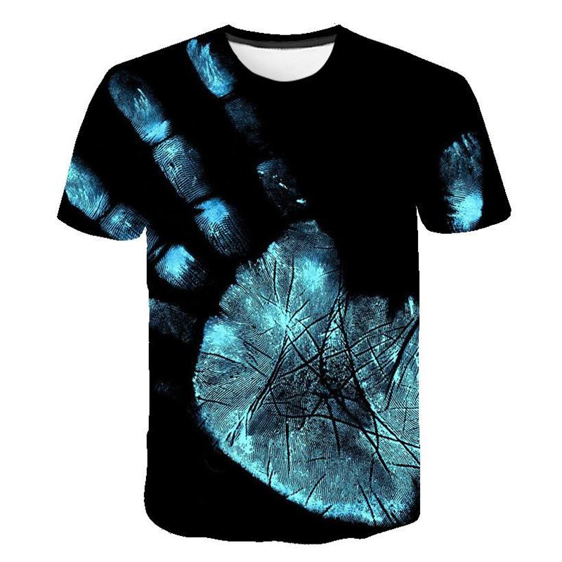 Palm Graffiti Painting T-shirts Men's Clothing 3D Printed Design Round Neck Short Sleeve Tops Breathable Comfortable T-shirt