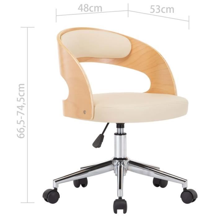 VidaXL Chaise pivotante à dîner Crème Bois courbé et similicuir
