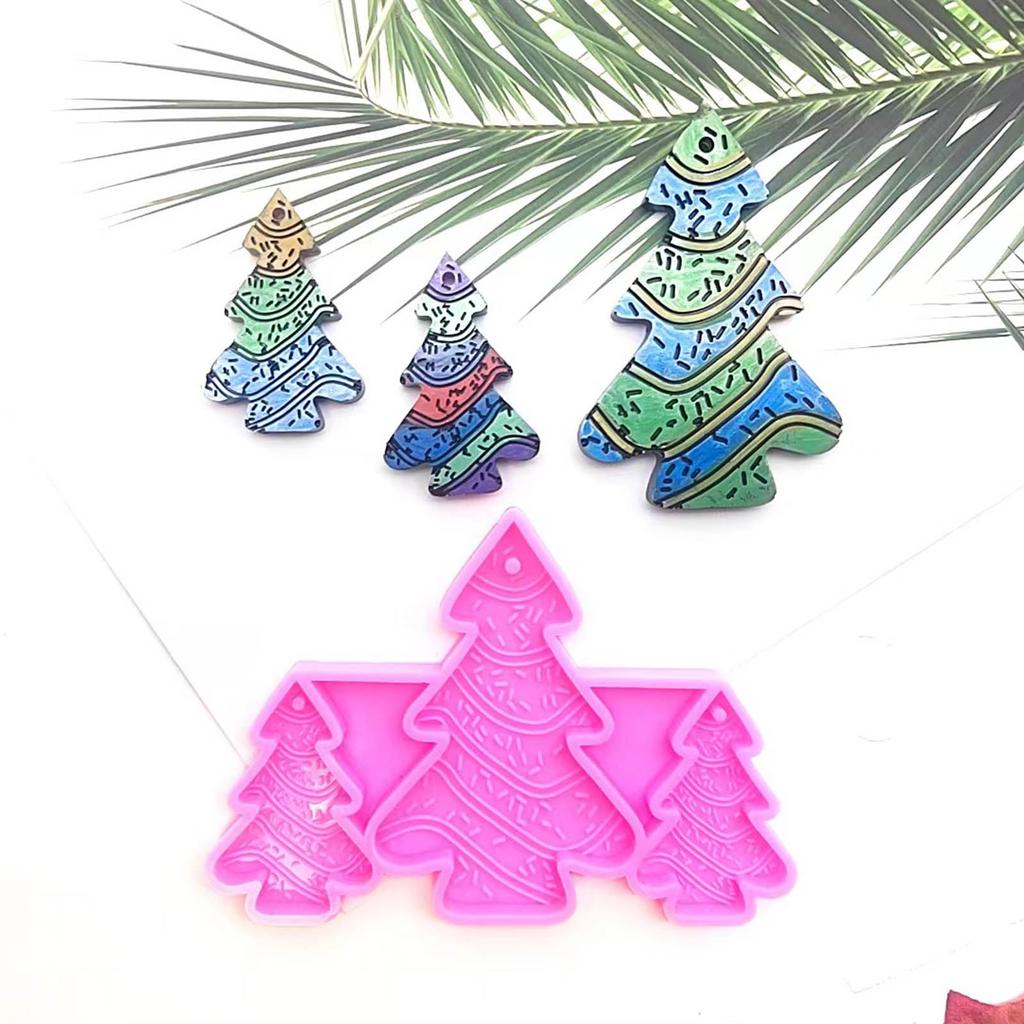 Silicone Earring Mold Epoxy Resin Molds Jewelry Casting Tools Ear Hooks for DIY Christmas Tree Ear Drop Charm Pendant
