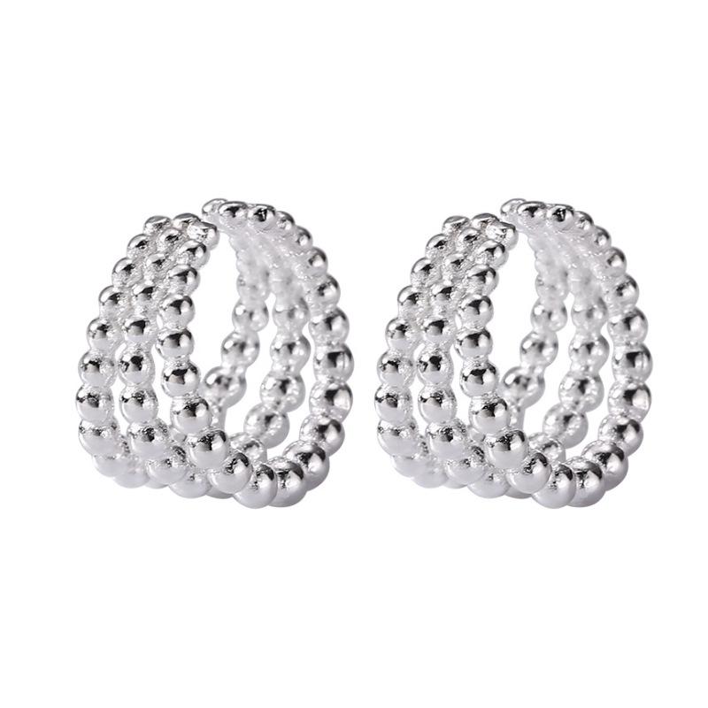 Fashion Retro Lace Round Beads Multi-layer Ear Clips for Women Without Ear Piercings Advanced Sense Niche Temperament, Ear Bone Clips