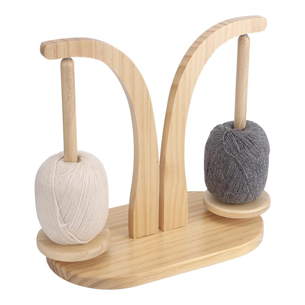 1pc Rotatable Yarn Spool Stand Holder- Hand Yarn Spinding Winder, Double Roller Yarn Rack Stand, DIY Crochet Yarn Wooden Tool