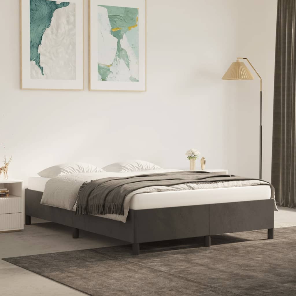 Vidaxl Bed Frame Without Mattress, Dark Gray, 140X200 Cm, Velvet