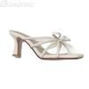 Bow Slippers Women High Heels Sandals Square Toe Shoes Elegant Summer 2025 Dress Luxury Pumps Trend Open Toe Shoes Casual Slides