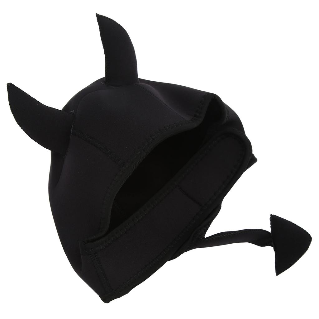 Cute Cartoon Animal Swimming Cap Diving Headgear with Chin Strap for Surfing Diving Black