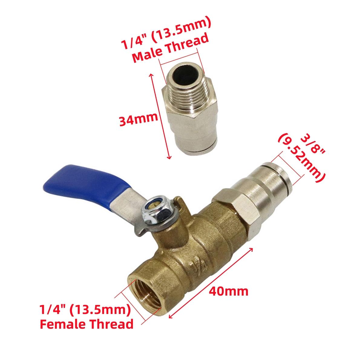 

3/8 (9.52mm) Pipe Quick Insertion Ball Valve Switch High Pressure Spray Connector Garden Humidifying Misting Joint Fittings 1Set