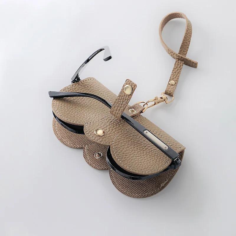 New Sunglasses Storage Bag Sunglasses Leather Protective Case Lovely Glasses Clip Women Simple Glasses Bag Can Be Hung