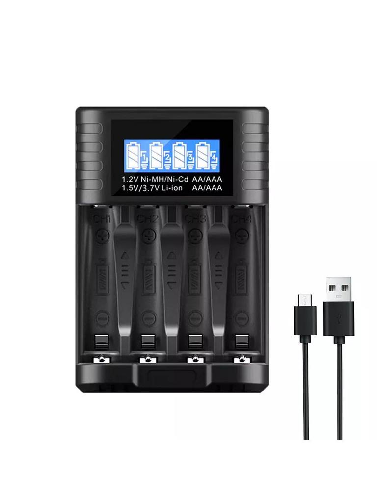 Încărcător cu 4 sloturi pentru o baterie NI-MH NI-CD 1.2 V, baterii litiu-ion AA/AAA 1.5 V/3.7 V