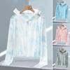 Women Sunscreen Coat Zipper Opening Hooded Face Nack Protection Ice Silk Anti-UV Thin Long Sleeve Tie-dye Cycling Camping Jacket