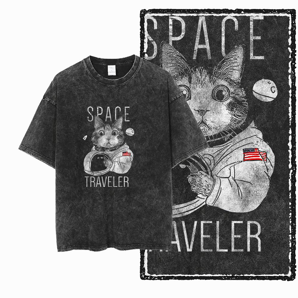 COOLMIND DB Katze Bedrucktes Baumwoll-Säuregewaschenes Exklusives Grafik-Unisex-T-Shirt Cooles Streetwear Herren T-Shirts Große Größe T-Shirt für Männer