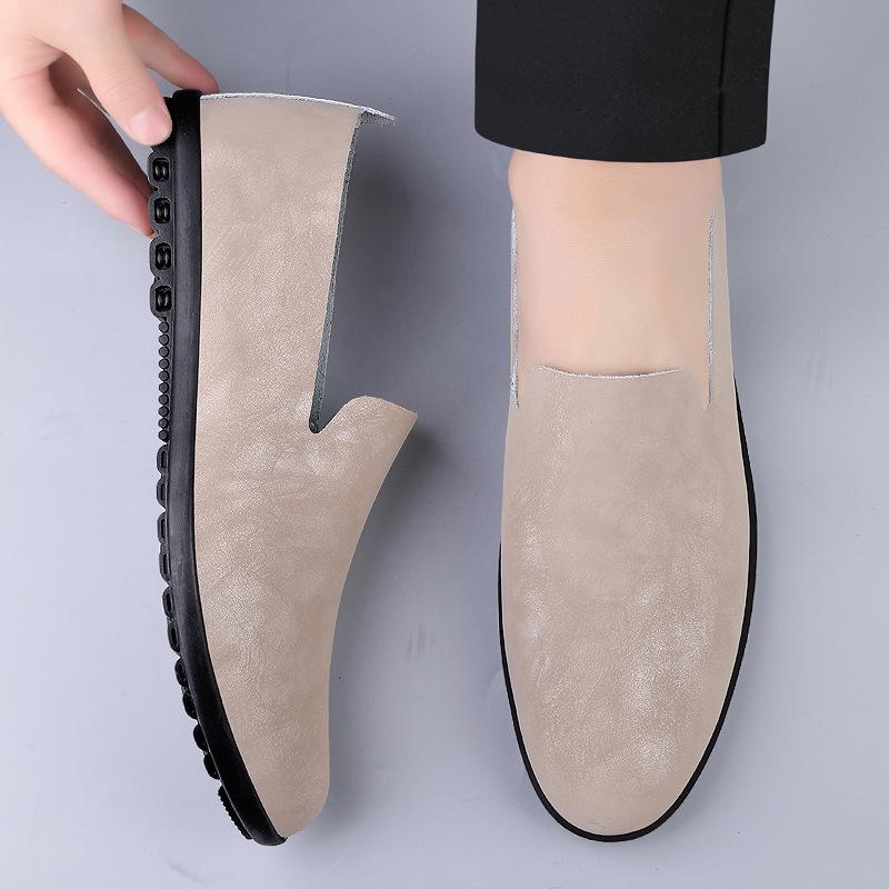 Bean Bean Men's Cowhide Slip-On Casual Leather Shoes
