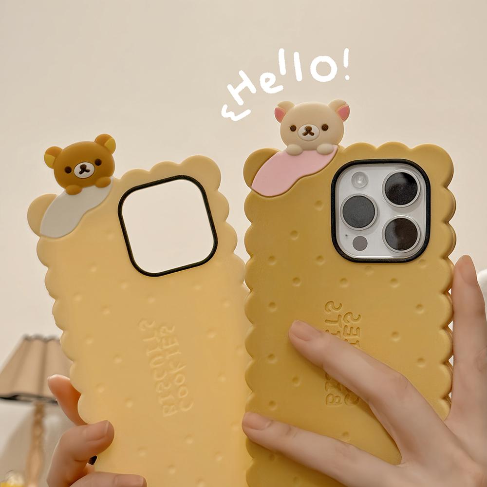 Sandwich Rilakkuma Bear Biscuit Soft Silicone Cover Case For iPhone 16 15 14 13 12 11 Pro 7 8 Plus X XS Max XR